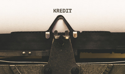 Kredit, German text for Credit on vintage type writer from 1920s