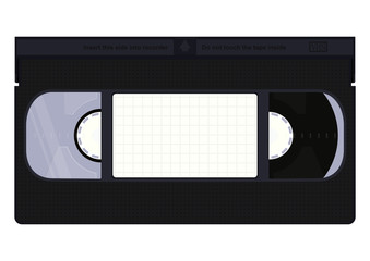 Front of VHS video cassette. Flat vector.