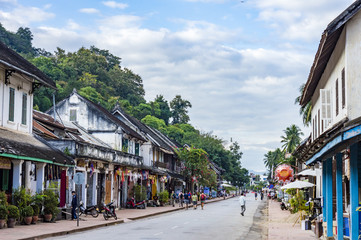 Sisavangvong Road street in Luang Prabang, Laos