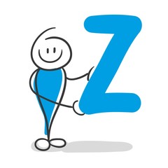 Stick Figure Series Blue / Alphabet Z