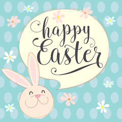 happy easter with bunny. Hand made vector illustration