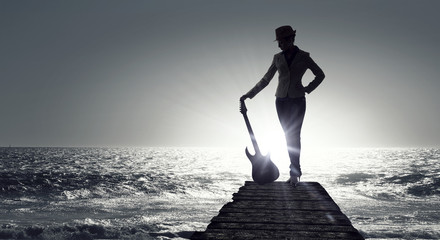 Music is her lifestyle . Mixed media