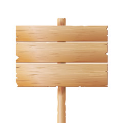 Wooden Signboards Vector. Cartoon Wood Banner Isolated On White Background