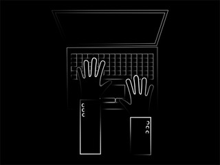 vector of user's hands typing on a laptop