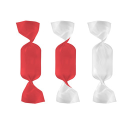 White and red foil food snack pack for candy and other products