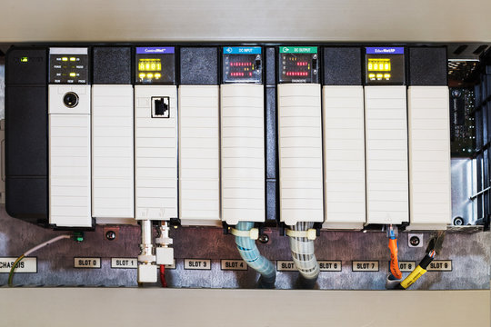 PLC programable logic controler,This picture show hard wiring communication socket connection during technician maintenance