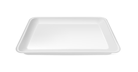 White empty plastic container for food. Packaging for meat, fish and vegetables