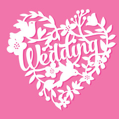 Vintage Paper Cut Wedding Floral Heart Lace