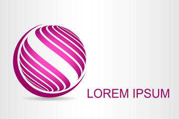 Logo stylized spherical surface with abstract shapes