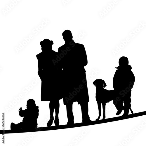 "Silhouette Junge Familie mit Hund" Imagens e fotos de stock Royalty