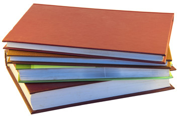 A stack of books on a white background .