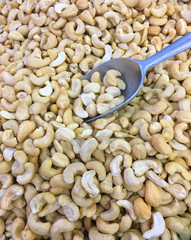 cashew nuts with stainless spoon