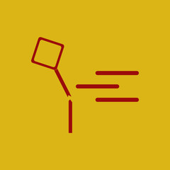 black and white Vector illustration in flat design of road sign broken by storm