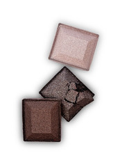 Colored crashed eyeshadow for makeup with brush as sample of cosmetic product
