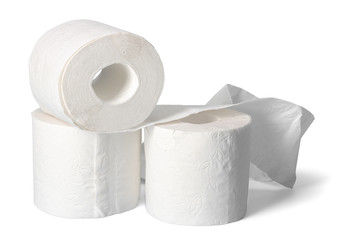 toilet paper close-up isolated on white background
