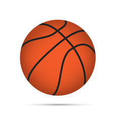 Orange basketball ball with black line. Shape vector illustration isolated on white background. Flat style. Trendy vector decoration symbol for website design, mobile app.