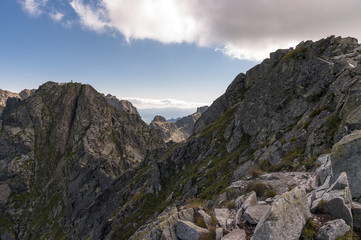 Obraz premium Landscape of Orla Perc most difficult trail in the High Tatra Mountains.