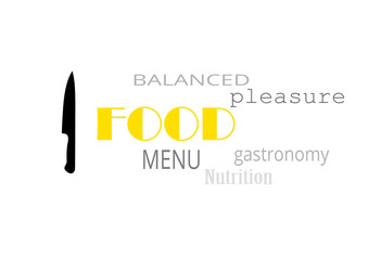 Silhouette of knife for illustration around food