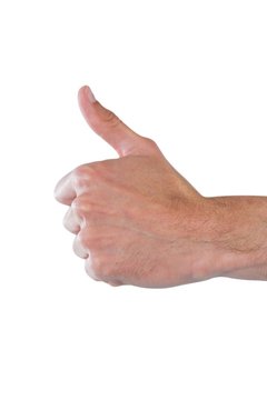 Hand Showing Thumbs Up Against White Background