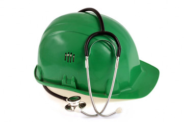 Casque de chantier et stéthoscope 