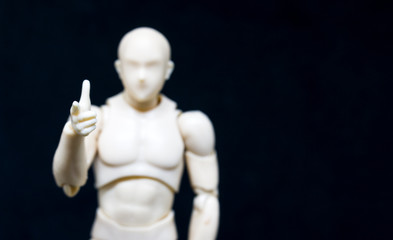 Plastic Model lifting arm  on black background..