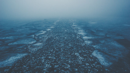 The path of emotional  (Spring evening ice drift on the Neva River)