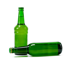 Set of beer bottles isolated