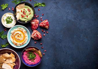 Colorful hummus bowls
