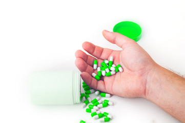 Few medical drugs in hand of man