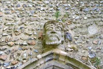 Ancient stone carving at St. Edmundsbury cathedral UK