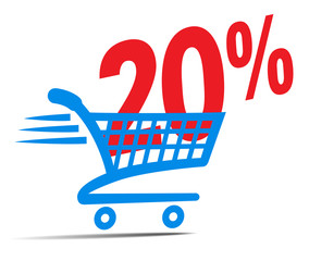 Check Out Cart SALE Icon Symbol with 20 Percent