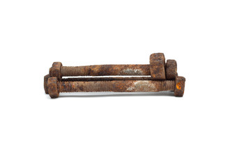 rusty screws and bolts isolated on white