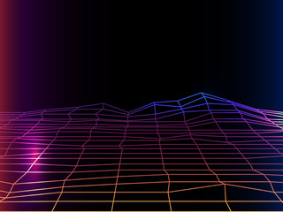  synth pop light grid background. Vector Retro background 80s.