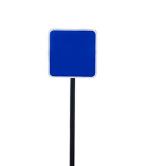 blank blue traffic signboard isolated on white.