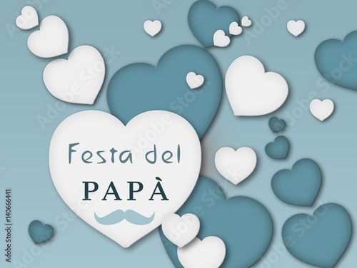 Illustrazione Festa Del Papà Con Cuori Color Bianco E Carta