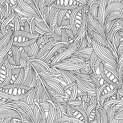 Seamless pattern for adult coloring book. Floral doodle.  Ethnic, floral, retro, doodle, vector, tribal design element. Zentangle style. Black and white  background.