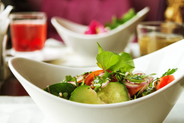 Two plates Fresh Vegetable Salad