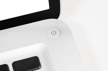 Modern laptop computer with blank screen close-up