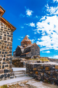 Scenic view of an old Sevanavank church in Sevan, Armenia