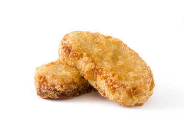 Fried chicken nuggets isolated on white background
