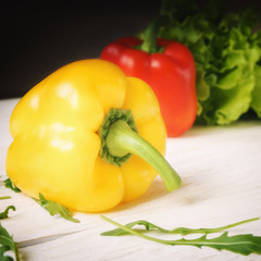 bell pepper, green salad and arugula