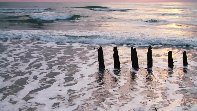 Sunset at Ladispoli on the Tyrrhenian Sea in Italy