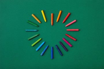 Hearth shaped colorful crayons