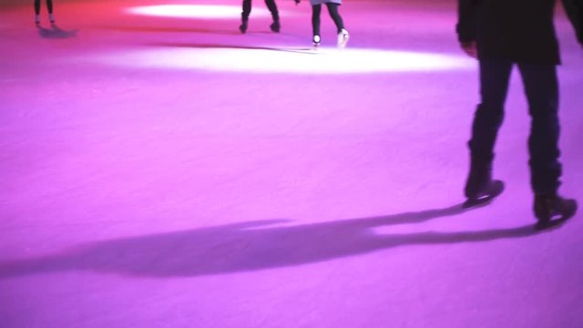 City skating rink at evening time.