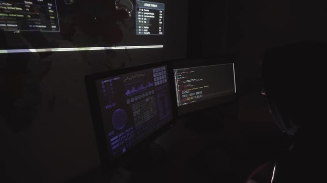Hacker stealing data using code and computers