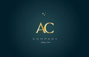ac a c  gold golden luxury alphabet letter logo icon template