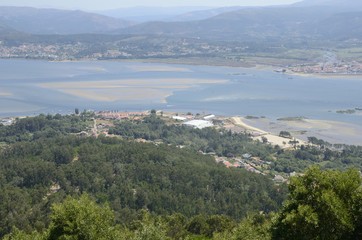 Mouth of the river Minho in  Mount of Santa Tecla in Galicia, Spain.