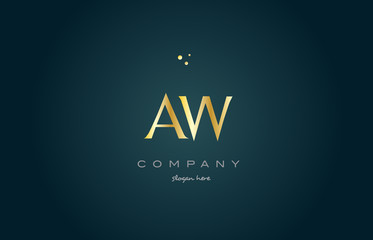 Obraz premium aw a w gold golden luxury alphabet letter logo icon template