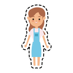 young pretty woman with long hair  cute cartoon icon image vector illustration design 