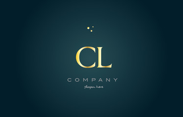 cl c l  gold golden luxury alphabet letter logo icon template